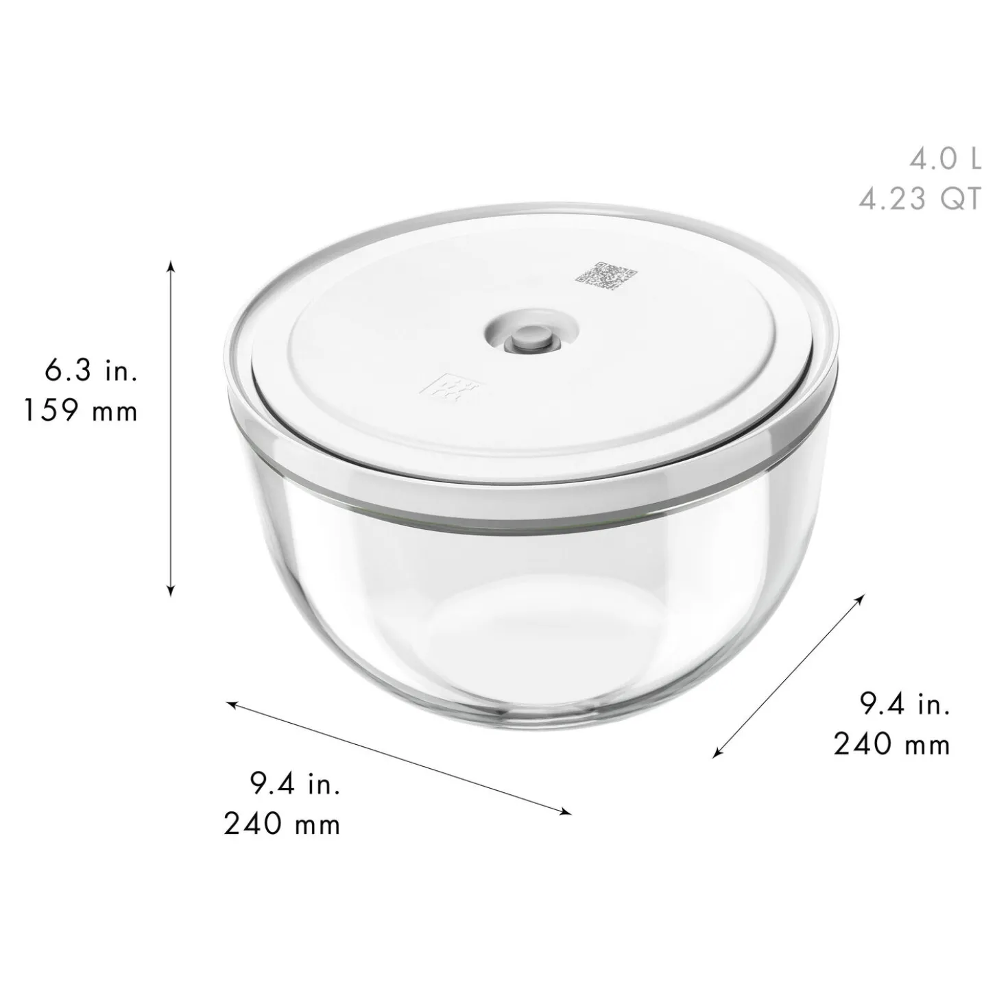 Vakuumschüssel & Deckel Set, 10-tlg. / S/M/L, Elfenbein-Weiß/Transparent, Keramik/Glas
