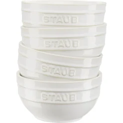 Vakuumschüssel & Deckel Set, 10-tlg. / S/M/L, Elfenbein-Weiß/Transparent, Keramik/Glas