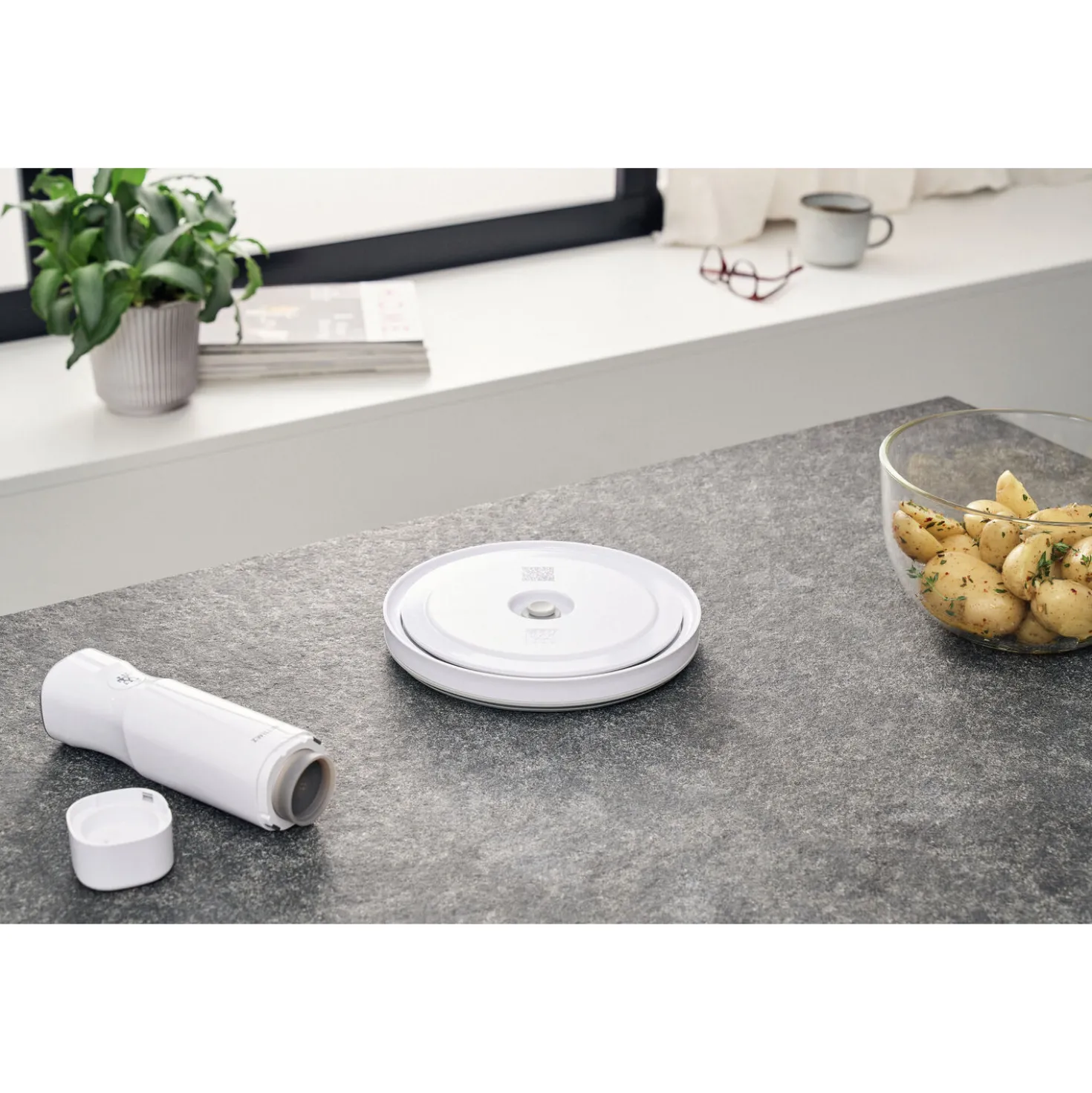 Vakuumschüssel Deckel M / 18 cm, Weiß