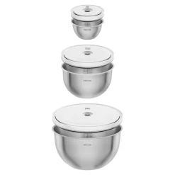 Vakuumschüssel Set S/M/L / 6-tlg, Edelstahl, Silber-Weiß