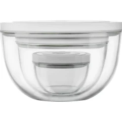 Vakuumschüssel Set S/M/L / 6-tlg, Glas, Transparent-Weiß