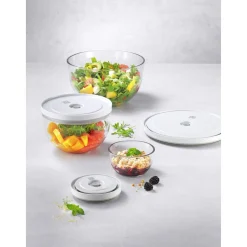 Vakuumschüssel Set S/M/L / 6-tlg, Glas, Transparent-Weiß