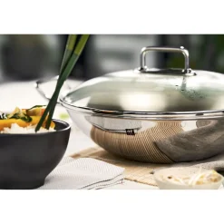 Wok, 32 cm, 18/10 Edelstahl