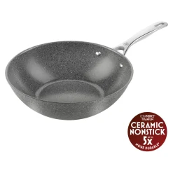 Wok, 30 cm, Aluminium, Titanverstärkte keramische Antihaftbeschichtung