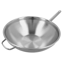 Wok - flacher Boden 36 cm, 18/10 Edelstahl