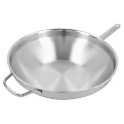 Wok flacher Boden 32 cm, 18/10 Edelstahl