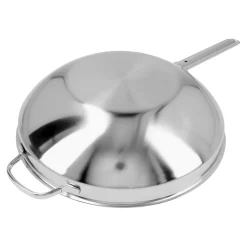 Wok flacher Boden 32 cm, 18/10 Edelstahl