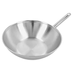 Wok flacher Boden 30 cm, 18/10 Edelstahl