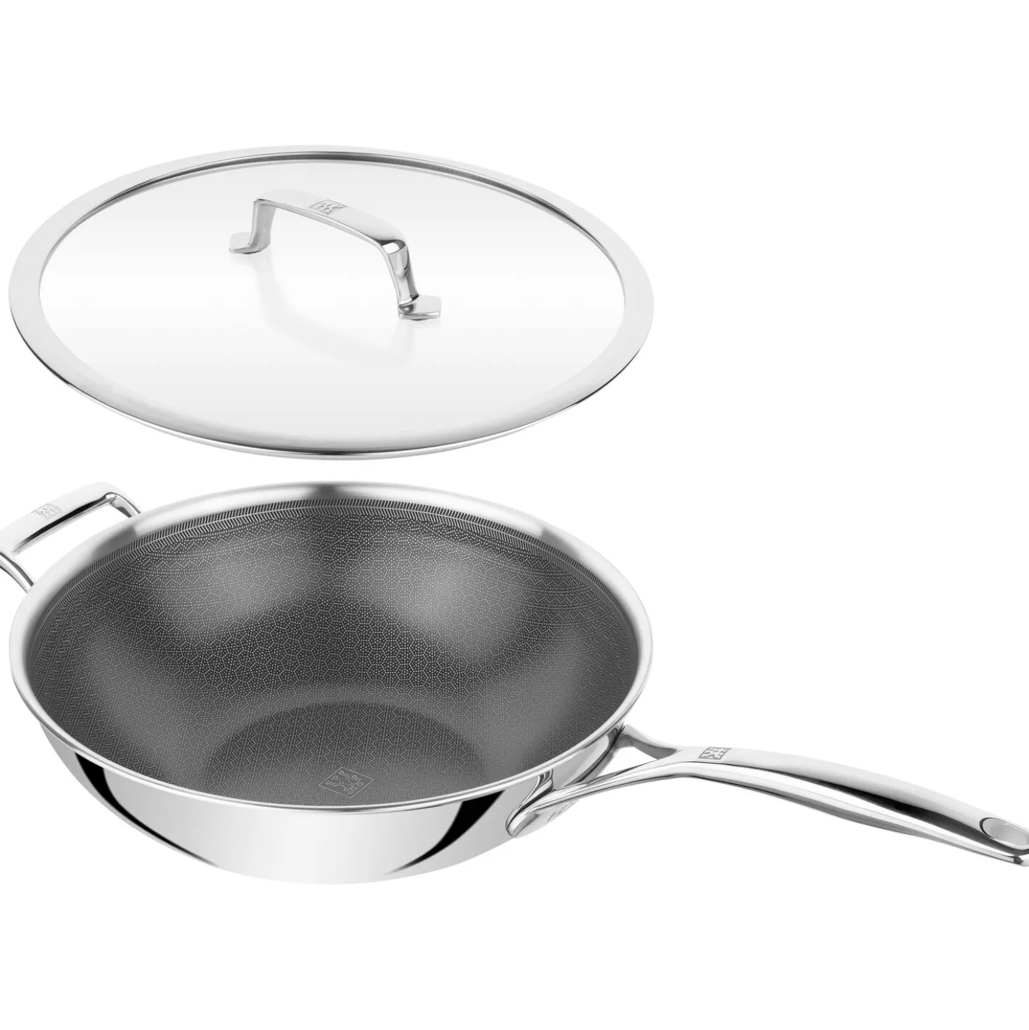 Wok mit Deckel 30 cm, 18/10 Edelstahl