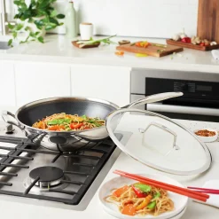 Wok mit Deckel 30 cm, 18/10 Edelstahl