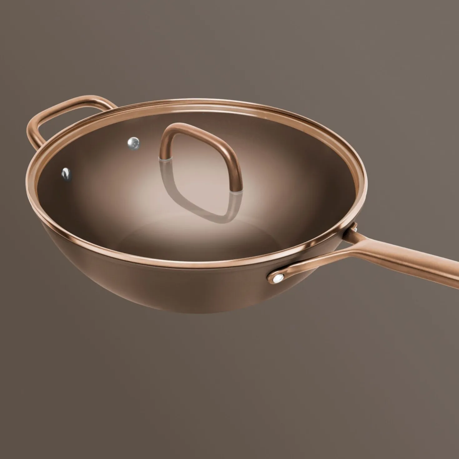 Wok mit Glasdeckel 30 cm, Aluminium