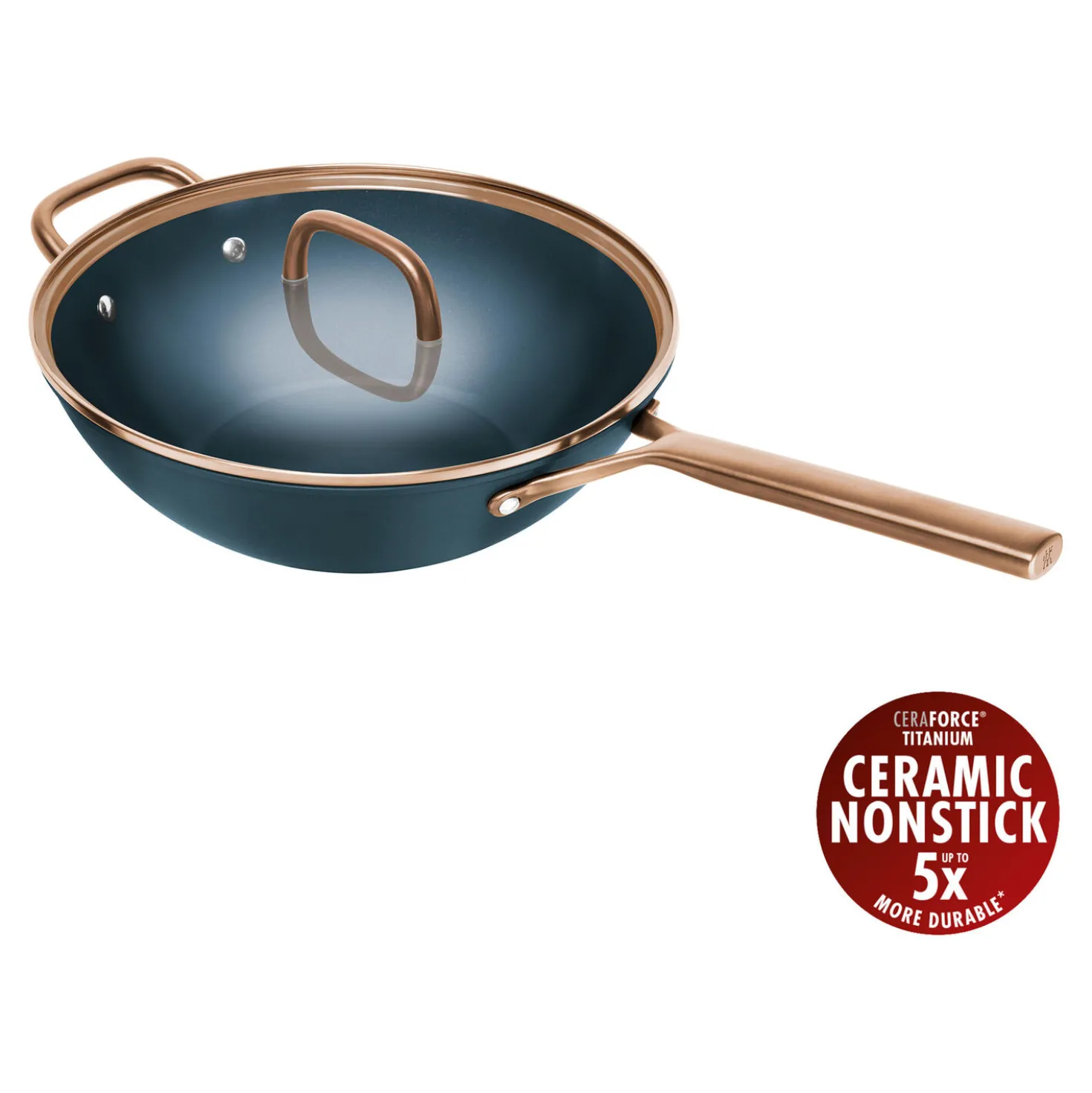 Wok mit Glasdeckel 30 cm, Aluminium