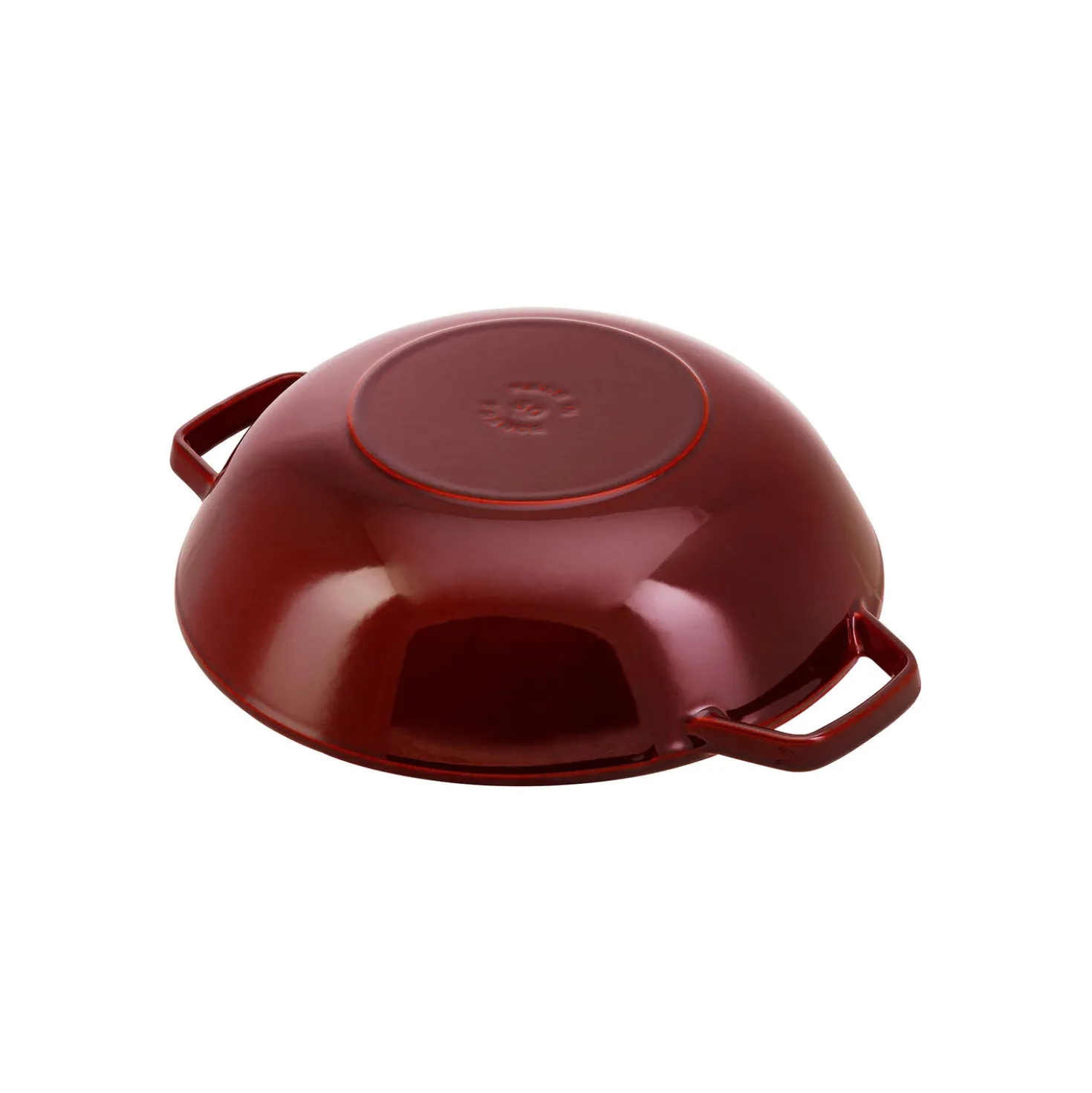 Wok mit Glasdeckel 30 cm, rund, Grenadine-Rot, Gusseisen