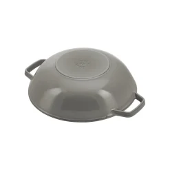 Wok mit Glasdeckel 30 cm, rund, Graphit-Grau, Gusseisen