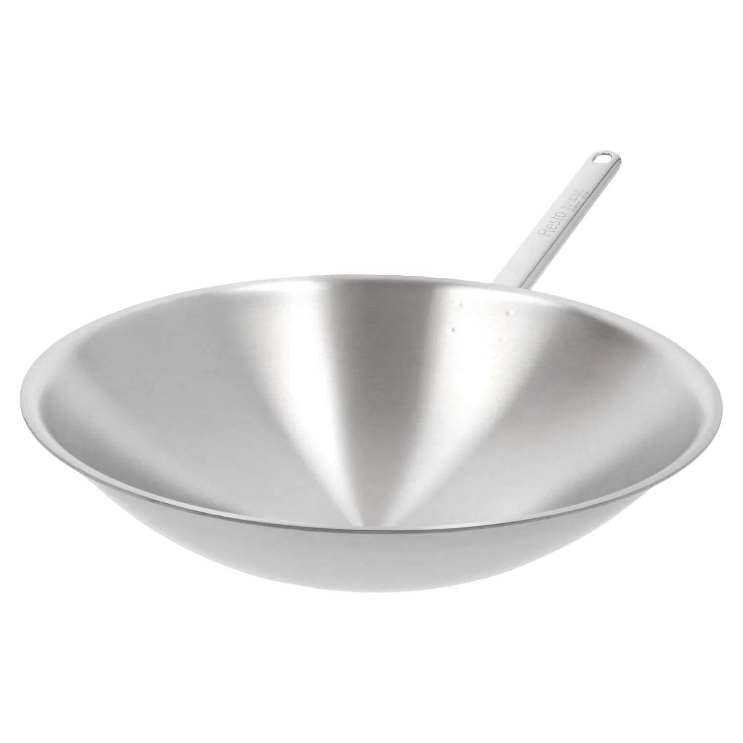 Wok runder Boden 36 cm, 18/10 Edelstahl
