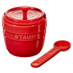 Zuckerdose 9 cm, rund, Kirsch-Rot, Keramik